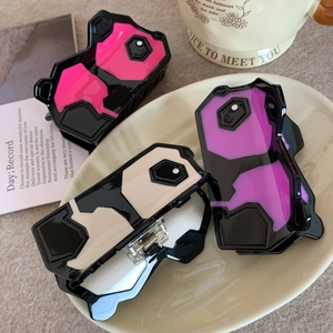 Süße Panda-Haarklammern aus Acetat in Rosa, Lila und Beige mit Blockmuster