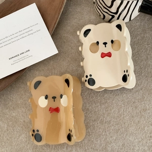 Cute Cartoon Bear Acetate Hair Claw Clip For Women Fashion Shark Hair Clip Animal Paw Print Hair Accessory Hair Ornament Gift