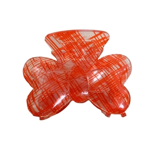 Acrylic orange plaid butterfly hair claw clip with a transparent resin finish for women
