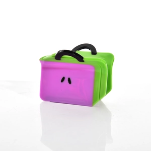 Pinza per capelli creativa in acetato viola e verde a forma di borsa a mano