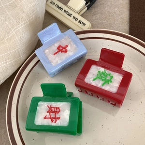 Pinces à cheveux Mahjong créatives rouge, vert et bleu pour queues de cheval stylées