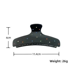 Dettaglio dimensioni per molletta per capelli in acetato da 11,4 cm con strass colorati