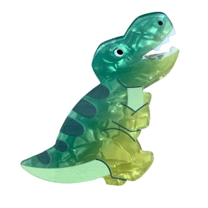Niedliche grüne T-Rex Dinosaurier Haarklammer aus Celluloseacetat mit Marmortextur