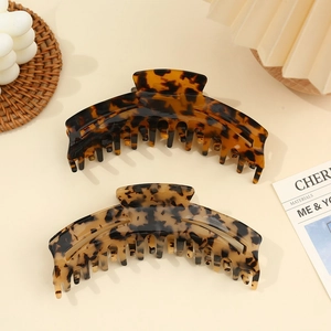 Grande Pince à Cheveux en Acétate pour Femmes Motif Écaille de Tortue Léopard Pince Crabe Style Français Rétro Accessoires Cheveux