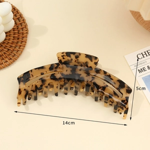 Grande pince à cheveux léopard en acétate 14cm pour cheveux épais et denses