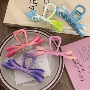 Y2K Gradient Color Butterfly Bow Hair Claw Clip For Women Fashion Handmade Matte Large Shark Clip Hair Accessory Jewelry