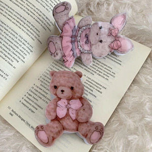 Linda Pinza de Pelo de Acrílico de Oso y Conejo para Mujer Diseño de Animal Hecho a Mano Rosa Marrón Accesorios para el Cabello