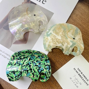 Pince à Cheveux Éléphant en Acétate Faite à la Main pour Femmes Texture Marbrée Mignonne Clip en Forme d'Animal Accessoires de Coiffure Mode
