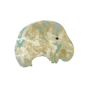 Pince à cheveux éléphant en acétate avec texture marbrée vert clair pour coiffures femme