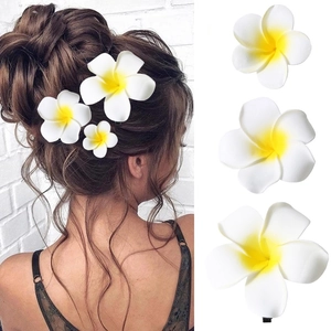 Pince à Cheveux Plumeria Simulation Fleur Frangipanier Tropicale Pince Latérale Vacances Plage Hawaï Mariage Femme Accessoire