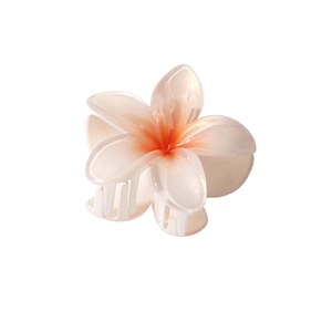 Pince à cheveux fleurie nacrée avec dégradé de couleur ivoire et orange élégant