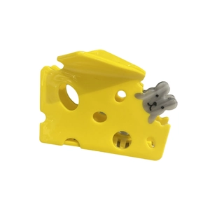 Large yellow acetate shark hair claw clip in cheese shape with a cute mouse detail