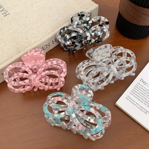 French style hollow butterfly acetate claw clips in four assorted elegant patterns
