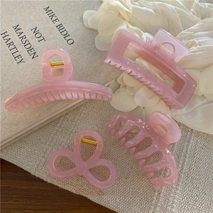 Set di mollette per capelli geometriche rosa ciliegio in acrilico per acconciature eleganti