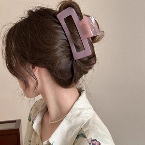Set di Grandi Pinze per Capelli in Resina Rosa Opaca per Donna Clip a Squalo Geometriche Eleganti Fermagli per Capelli a Fiocco