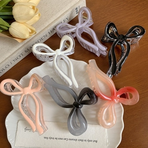 Large Bowknot Hair Claw Clip Elegant Gradient Jelly Color Non-Slip Hair Catch Barrette For Women Girls Hair Accessories