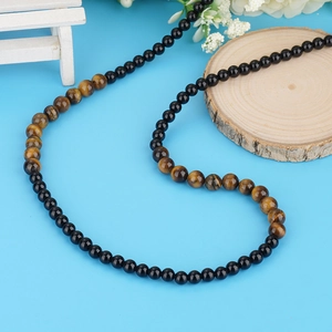 Handgefertigte Tigerauge Und Obsidian Perlenkette Für Herren Vintage Naturstein Heilenergie Schmuck Halsketten Geschenk