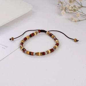 Bracelet tressé en pierre naturelle améthyste et œil de tigre avec cordon réglable
