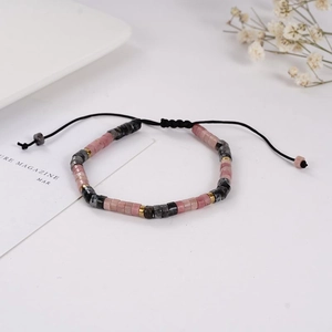Bracelet Réglable Tressé à la Main avec Perles d'Améthyste Naturelle et Citrine pour Hommes Femmes Bijoux en Cristal