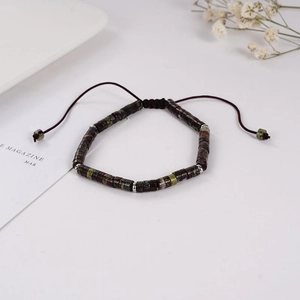 Bracelet tressé fait main en perles d'améthyste naturelle avec cordon réglable unisexe