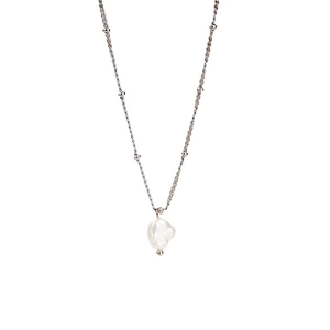 Elegante silberne 18K vergoldete Seilkette mit barockem Süßwasserperlen Anhänger für Damen