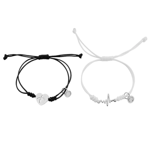Braccialetti per Coppie Farfalla Battito Cardiaco Attrazione Magnetica Acciaio Inossidabile Lega Cordino Cerato Gioielli Regalo