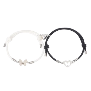 Bracciali di coppia magnetici con ciondolo a farfalla Mom e corda intrecciata in acciaio