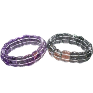 Buntes apfelförmiges Phantom-Kristallglas-Armband mit rechteckigen Steinreihen-Perlen