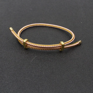 Bracelet en Corde Tressée en Acier Inoxydable et PU Fait à la Main Curseur Métallique Réglable Bijoux de Mode Unisexe Quotidien