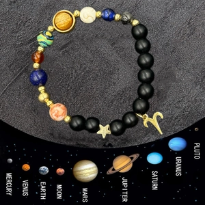Schema dettagliato del bracciale a perline sistema solare con pietre e segno zodiacale