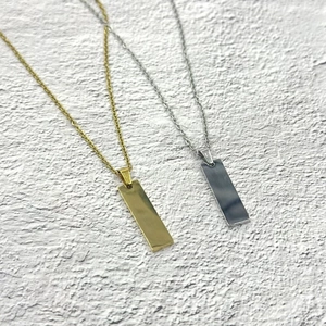 Collar con Colgante de Placa de Perro Rectangular de Acero Inoxidable Minimalista para Hombres Mujeres Joyería Geométrica Pulida