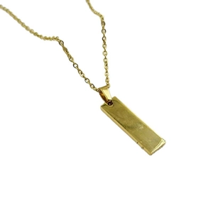 Colgante de barra vertical de acero inoxidable dorado con collar de cadena O minimalista