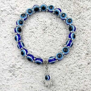 Bracciale Bohemien in Lega e Resina con Perline Malocchio per Donna Ciondolo Mano di Fatima Farfalla Elefante Gufo Gioielli