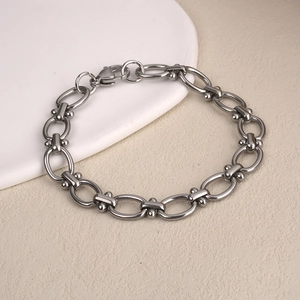 Industrial titanium steel chain necklace with sapphire pendant and heavy link design