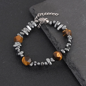 Unisex Titanium Staal Tijgeroog Hematiet Kralen Armband Halsketting Retro Hip Hop Persoonlijkheid Natuursteen Sieraden Accessoire
