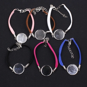 DIY Runde Leere Cabochon Basis Schale Armband Mit Kunstleder Wildlederkordel Handgemachter Schmuck Herstellung Zubehör