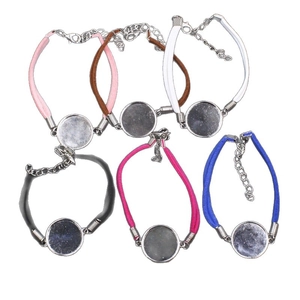 DIY bunte Veloursband Armbänder mit runden Edelstahl-Lünettenfassungen für Schmuck
