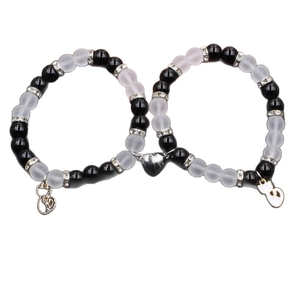 Set di braccialetti magnetici per coppie con perline e ciondoli a forma di gatto