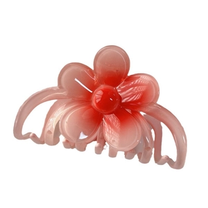 Pince à cheveux fleur rouge dégradé avec finition translucide et ressort en métal