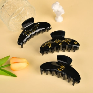 Acetate Hair Claw Clip Star Moon Constellation Design Rhinestone Elegant Vintage Hair Accessories For Women Daily Party Decor