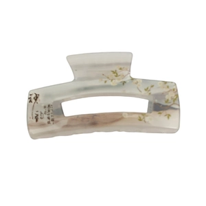 Eleganter Haarklammer aus Acryl im chinesischen Stil mit Pflaumenblüten und Kalligraphie