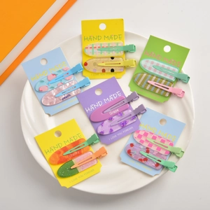 Fashion Fruit Resin Duckbill Hair Clips Colorful Acrylic Peach Grape Cherry Hair Pins Metal Side Clips Accessories For Women Girls