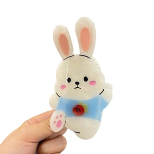 Pince à cheveux lapin mignonne en acétate avec motifs de carottes et texture marbrée