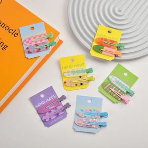Juice series colorful fruit pattern hair clips set with peaches and grapes design