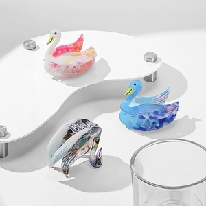 Eleganti mollette per capelli a cigno in acetato rosa, blu e tartarugato viola