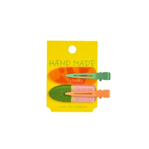 Sweet fruit juice series no-trace hair clips set with glitter resin duckbill clips