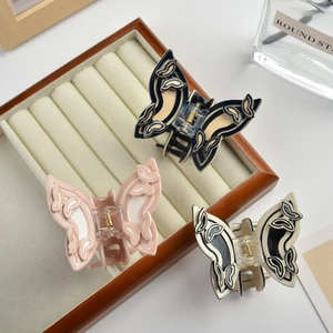 Schmetterling Acetat Haarklammer Hohle Doppel Flügel Haargreifer Elegant Floral Hai Clip Für Damen Schickes Haar Styling