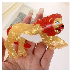 Lion Shape Acetate Hair Claw Clip Cute Animal Marble Texture Large Shark Clip For Women Daily Styling Headwear