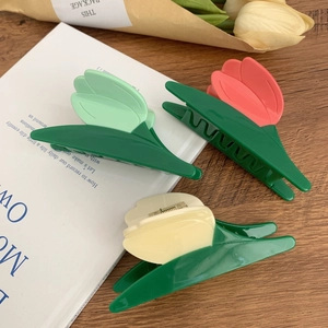 Pince à Cheveux Fleur de Tulipe Douce Pince Requin en Acétate Élégante pour Femmes Accessoires de Cheveux Floraux Style Français