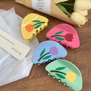 Pince à Cheveux Élégante en Acétate Fleur de Tulipe pour Femme Motif Floral Grande Pince Crabe Faite à la Main Accessoires